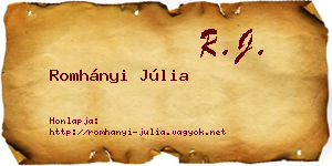 Romhányi Júlia névjegykártya